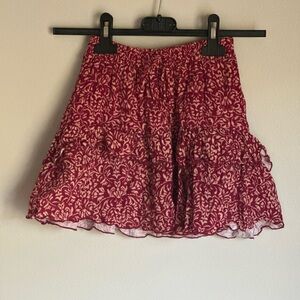 Zara Girls Floral Ruffle Mini Skort Burgundy Red Size 11-12 Ruffle Tiered